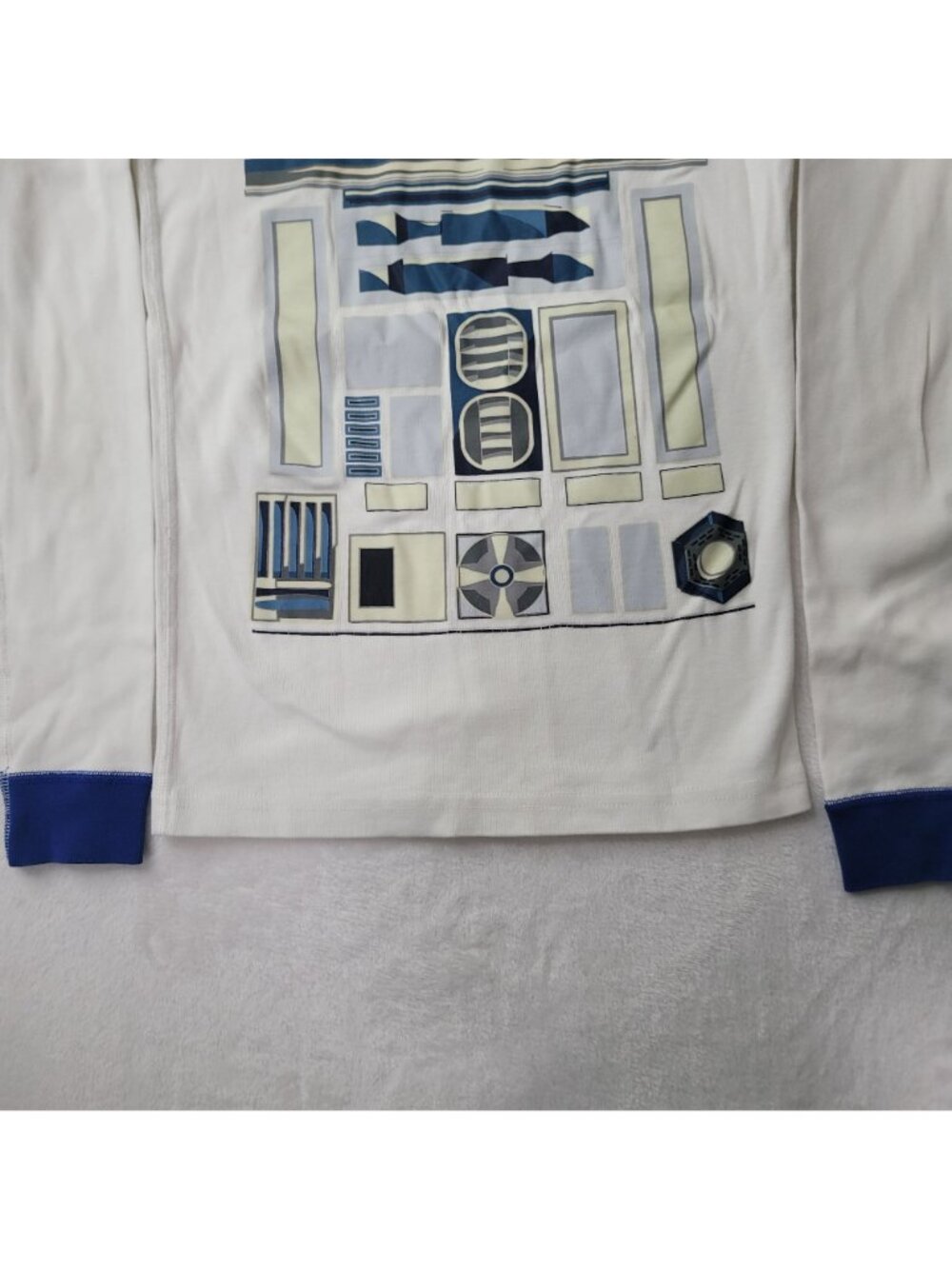 Hanna Andersson R2-D2 Star Wars Kids White Long Sleeve Pajama Shirt Size 12 - Picture 4 of 7